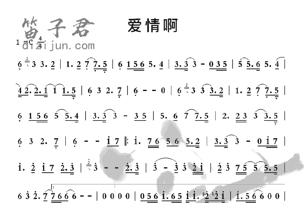 爱情啊竹笛乐曲