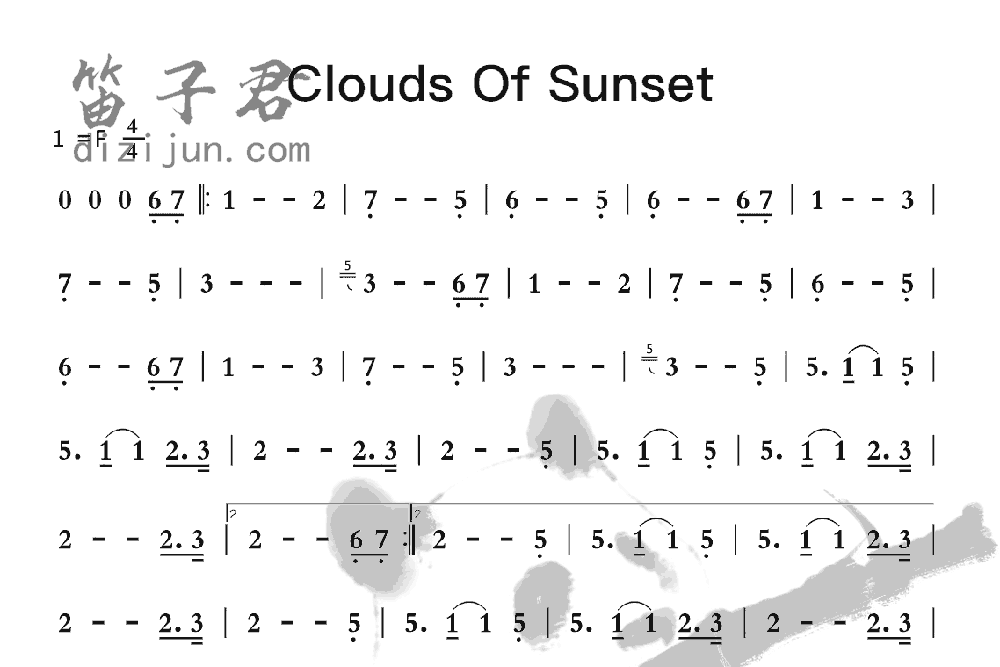 Clouds Of Sunset竹笛乐曲