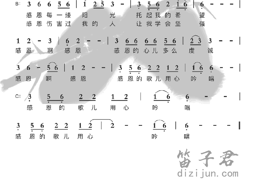 感恩歌竹笛乐曲2