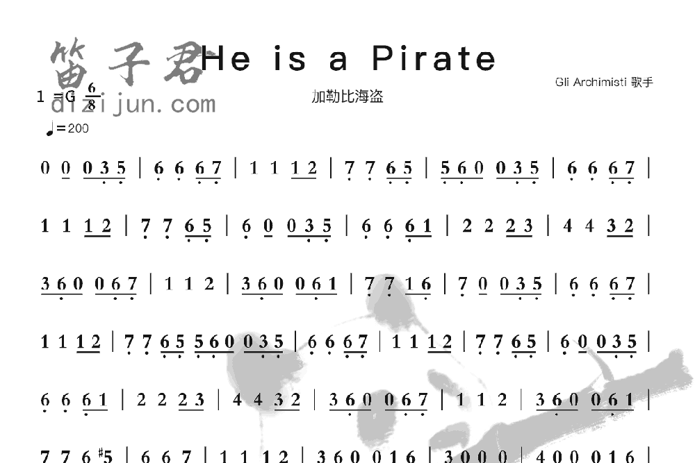 He is a Pirate笛子音乐