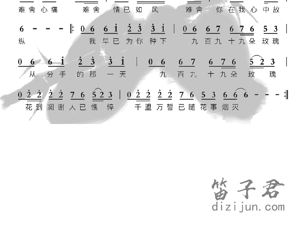 九百九十九朵玫瑰竹笛乐曲2