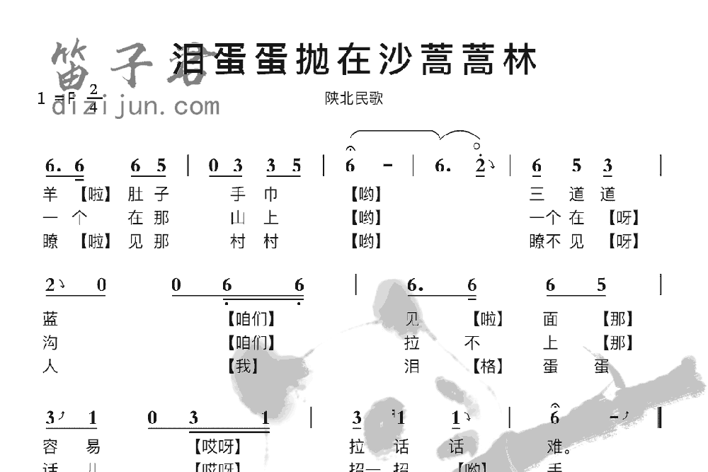 泪蛋蛋抛在沙蒿蒿林竹笛乐曲