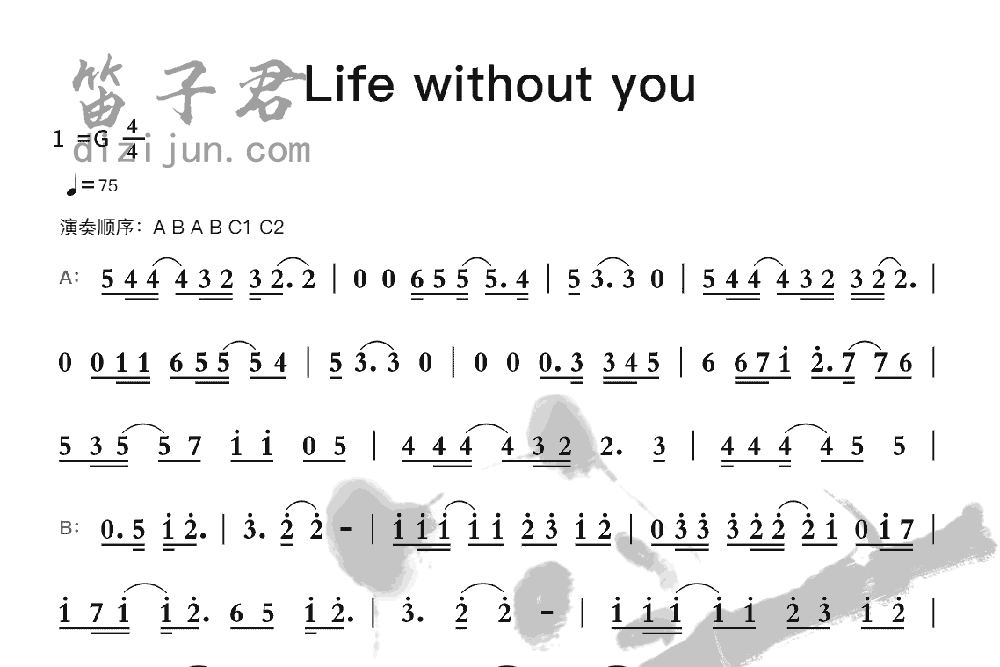 Life without you笛子音乐