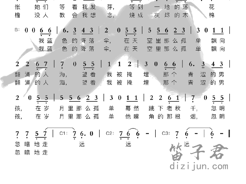 蓝色降落伞笛子音乐2