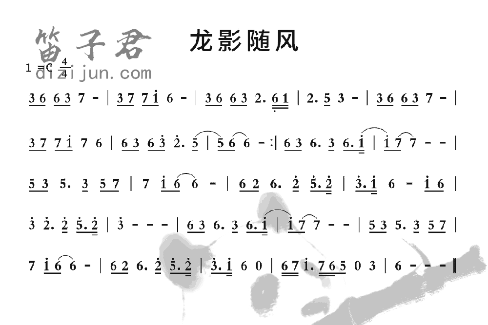 龙影随风竹笛乐曲