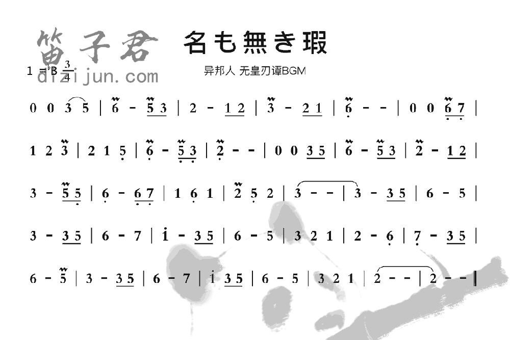 名毛無去瑕竹笛乐曲