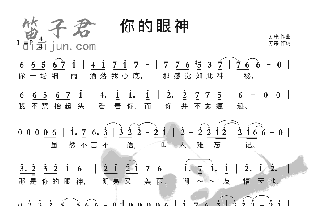 你的眼神竹笛乐曲