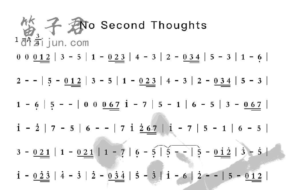 No Second Thoughts竹笛乐曲