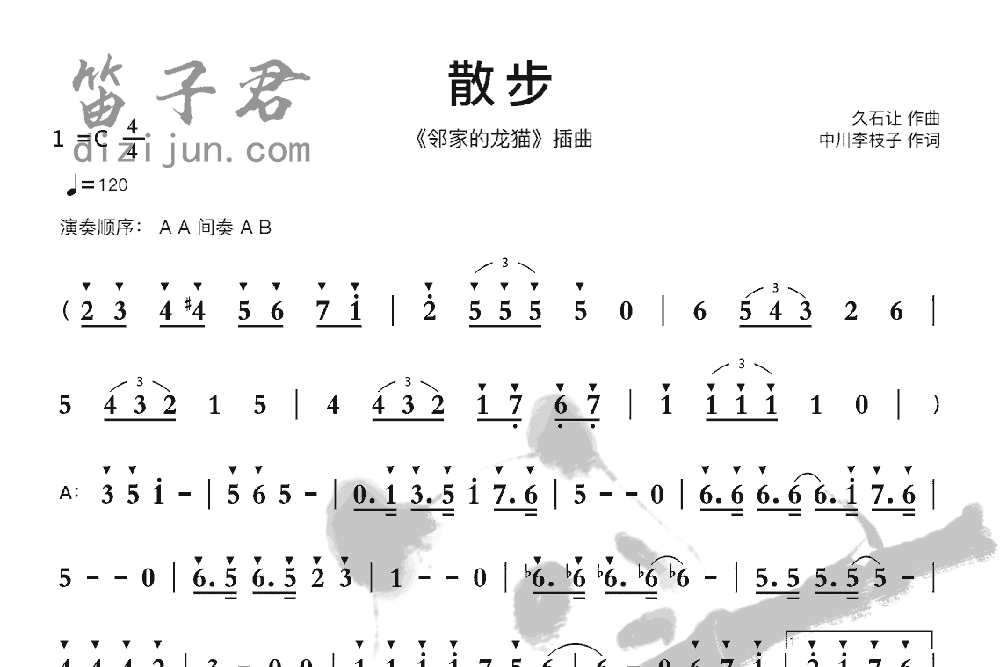 散步竹笛乐曲