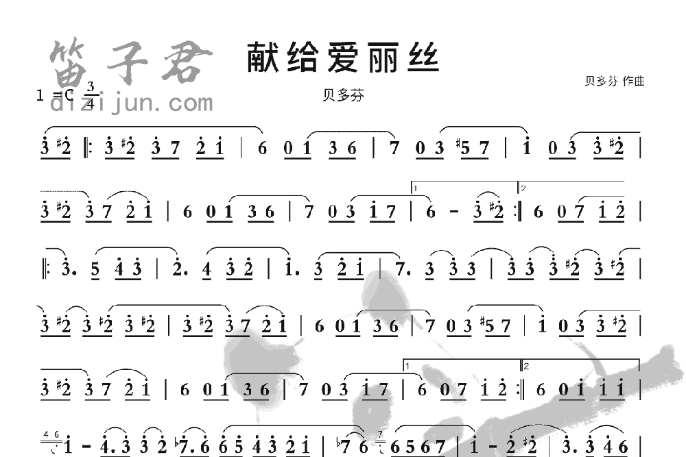 献给爱丽丝竹笛乐曲