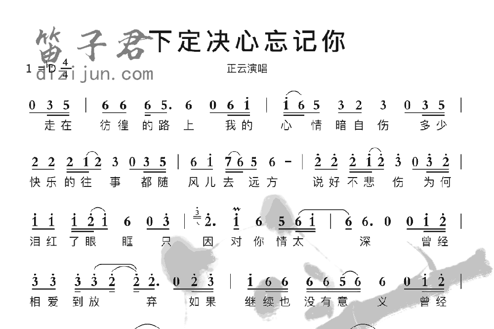 下定决心忘记你竹笛乐曲