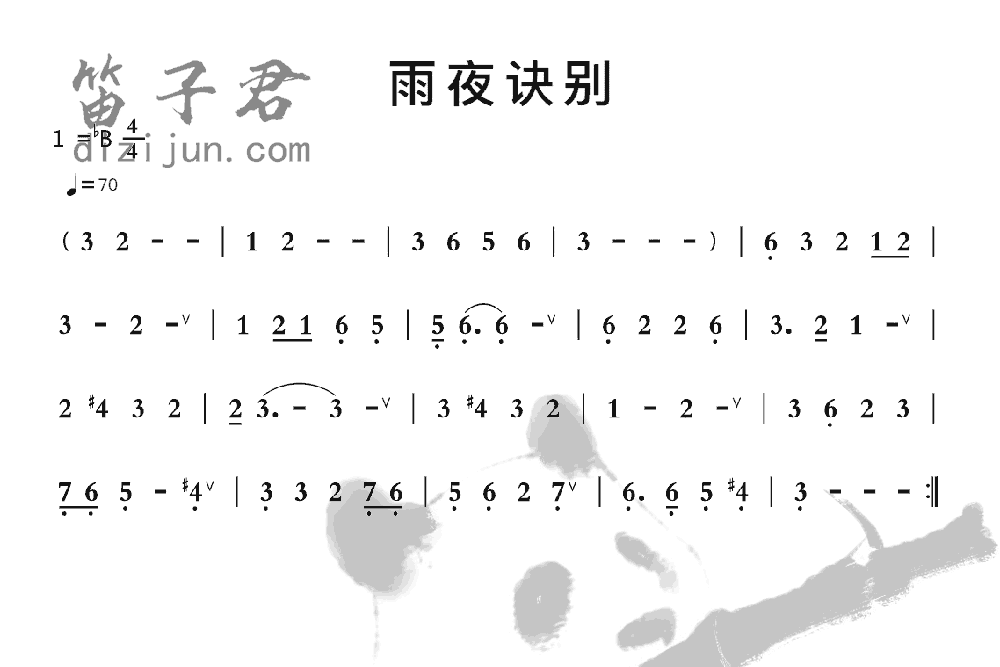 雨夜别竹笛乐曲