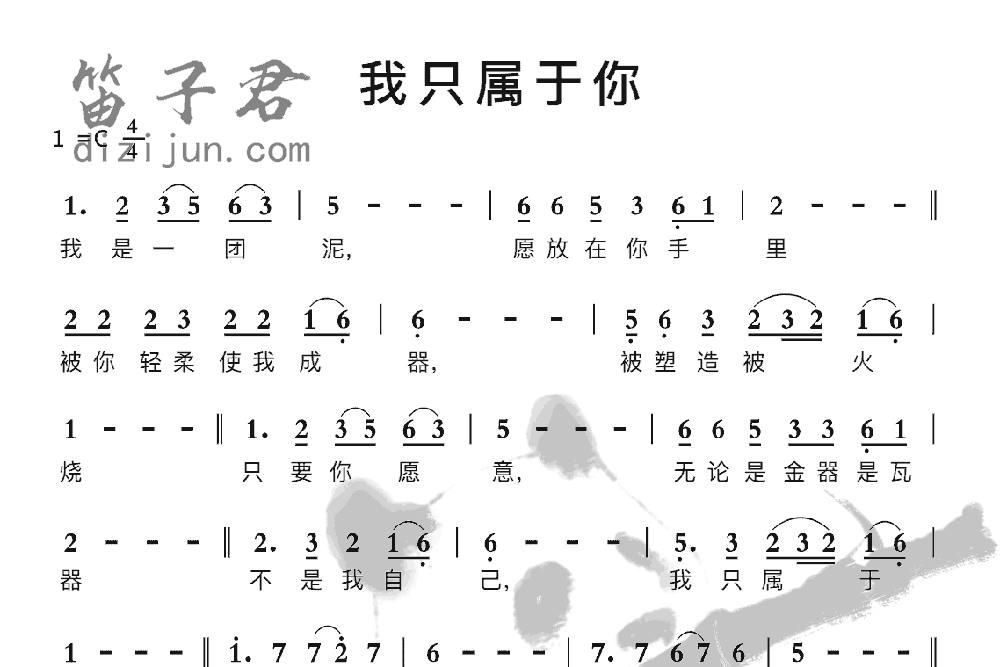 我只属于你竹笛乐曲